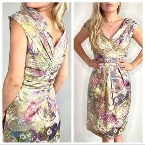 Monique Lhuillier Gold Purple Green Dress size 10